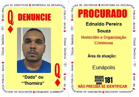 Seis criminosos são inseridos no Baralho do Crime da Segurança Pública