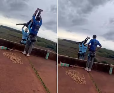 Três homens são presos após arremessarem jovem em salto de rope jump sem corda